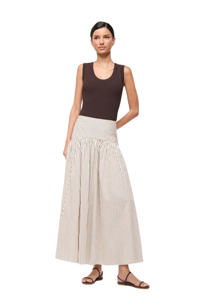 Procida Skirt in Ivory Dark Oak Micro Stripe