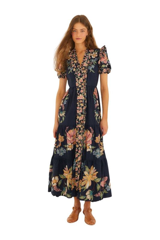 Maira Floral Maxi Dress in Dark Blue