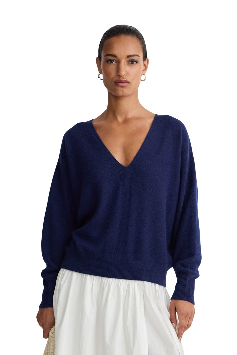 Softest Silk Cashmere V-Neck in Eclipse