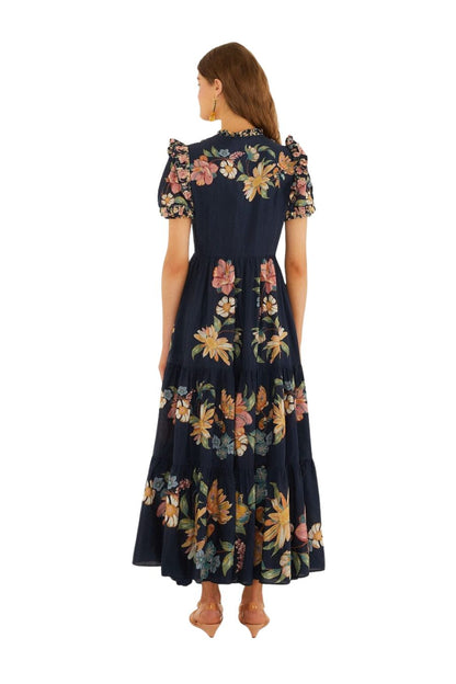 Maira Floral Maxi Dress in Dark Blue
