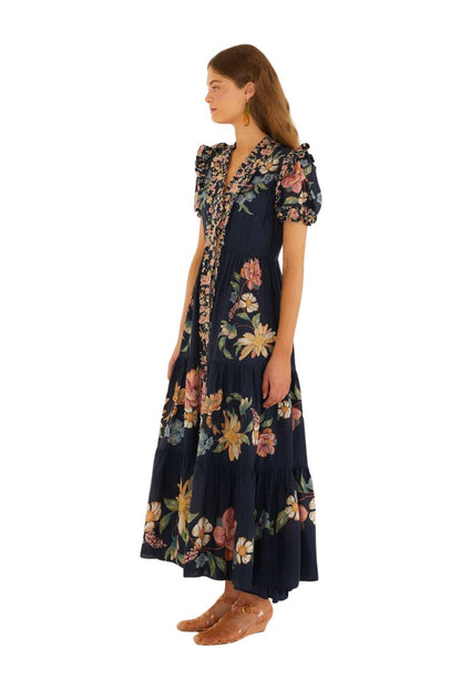 Maira Floral Maxi Dress in Dark Blue
