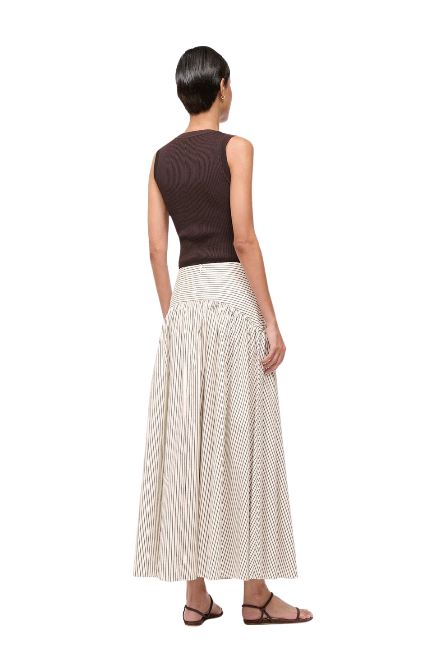 Procida Skirt in Ivory Dark Oak Micro Stripe
