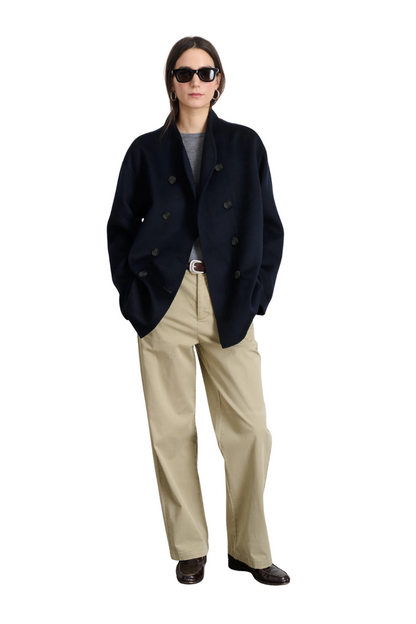 Sophia Wool Coat In Dark Navy