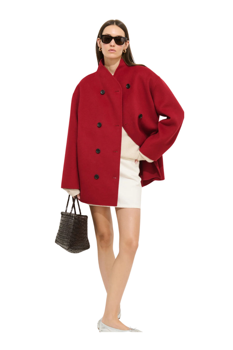 Sophia Coat In Wool in Red