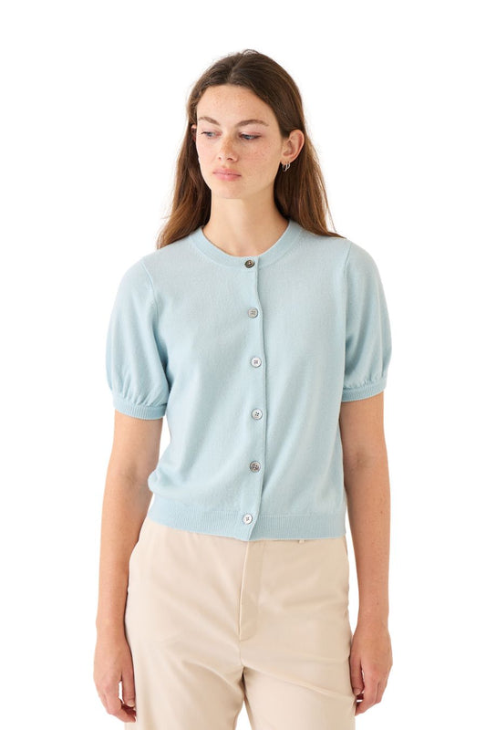 Zoe Cashmere Cardigan in Milky Blue