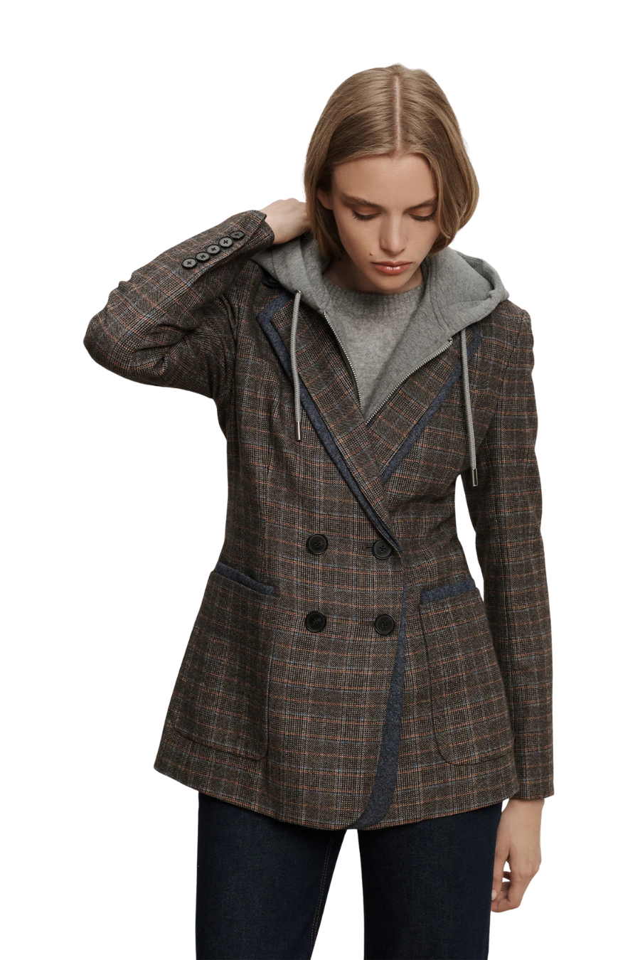 Hedi Plaid Dickey Jacket in Charcoal Multi