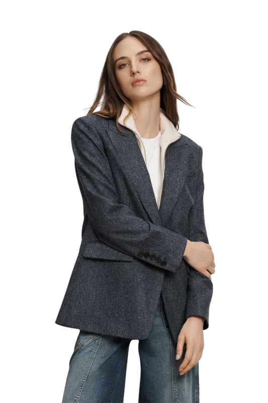 Vega Wool Dickey Jacket in Blue Melange