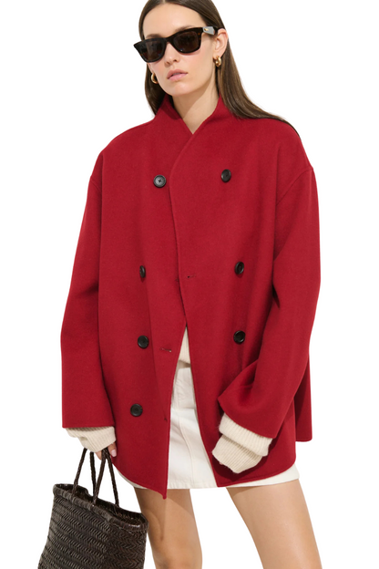 Sophia Coat In Wool in Red