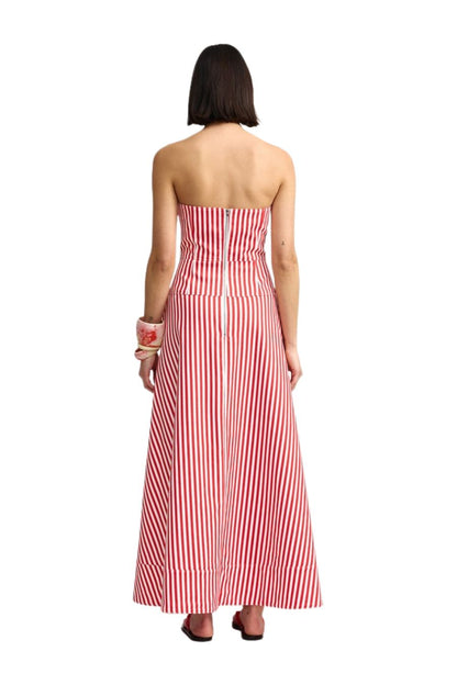 Slone Denim Dress in Ruby Antique Stripe