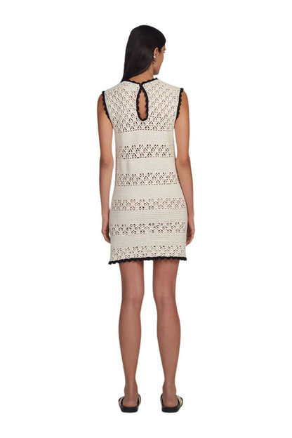 Bella Mini Dress in Ivory/Black Combo