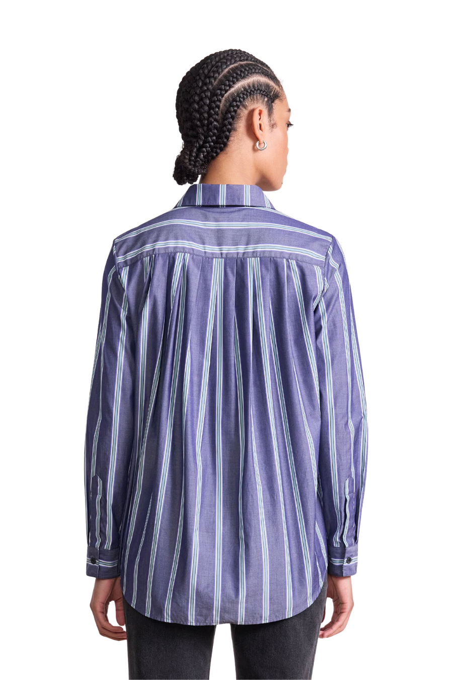 Sodi Wrap Button Up in Indigo Stripe
