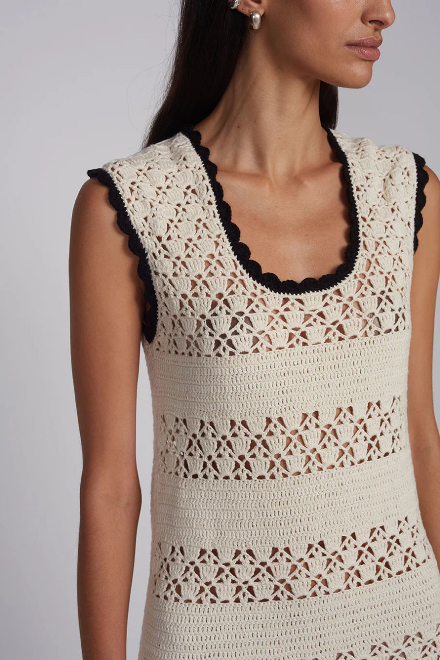 Bella Mini Dress in Ivory/Black Combo