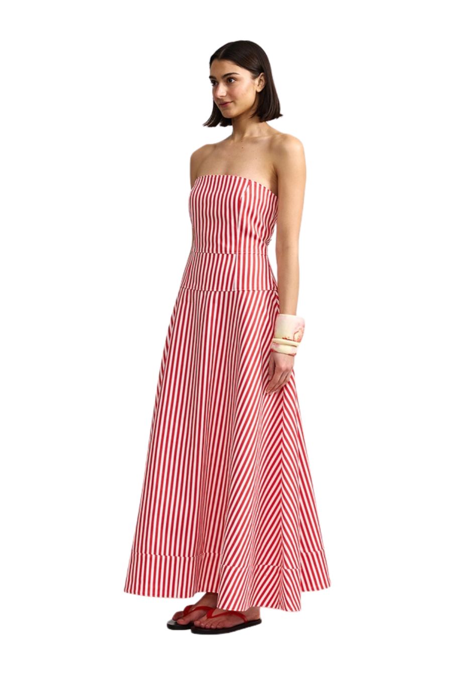 Slone Denim Dress in Ruby Antique Stripe