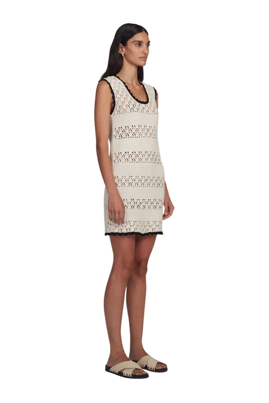 Bella Mini Dress in Ivory/Black Combo