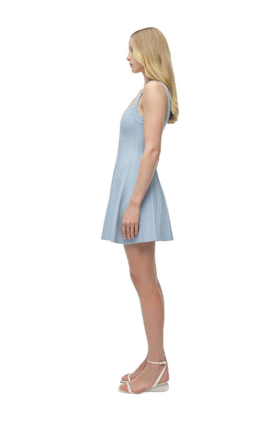 Indie Knit Mini Dress in Tidepool Sky Blue
