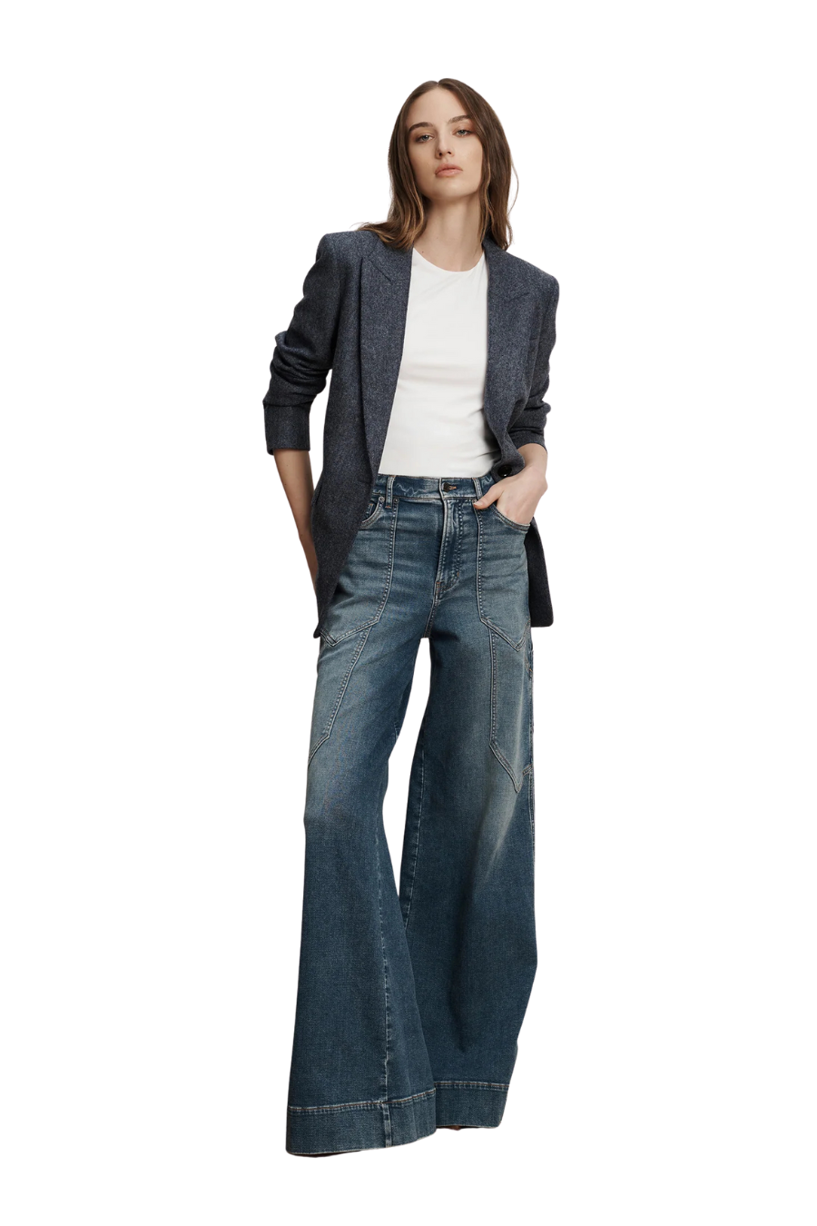 Vega Wool Dickey Jacket in Blue Melange