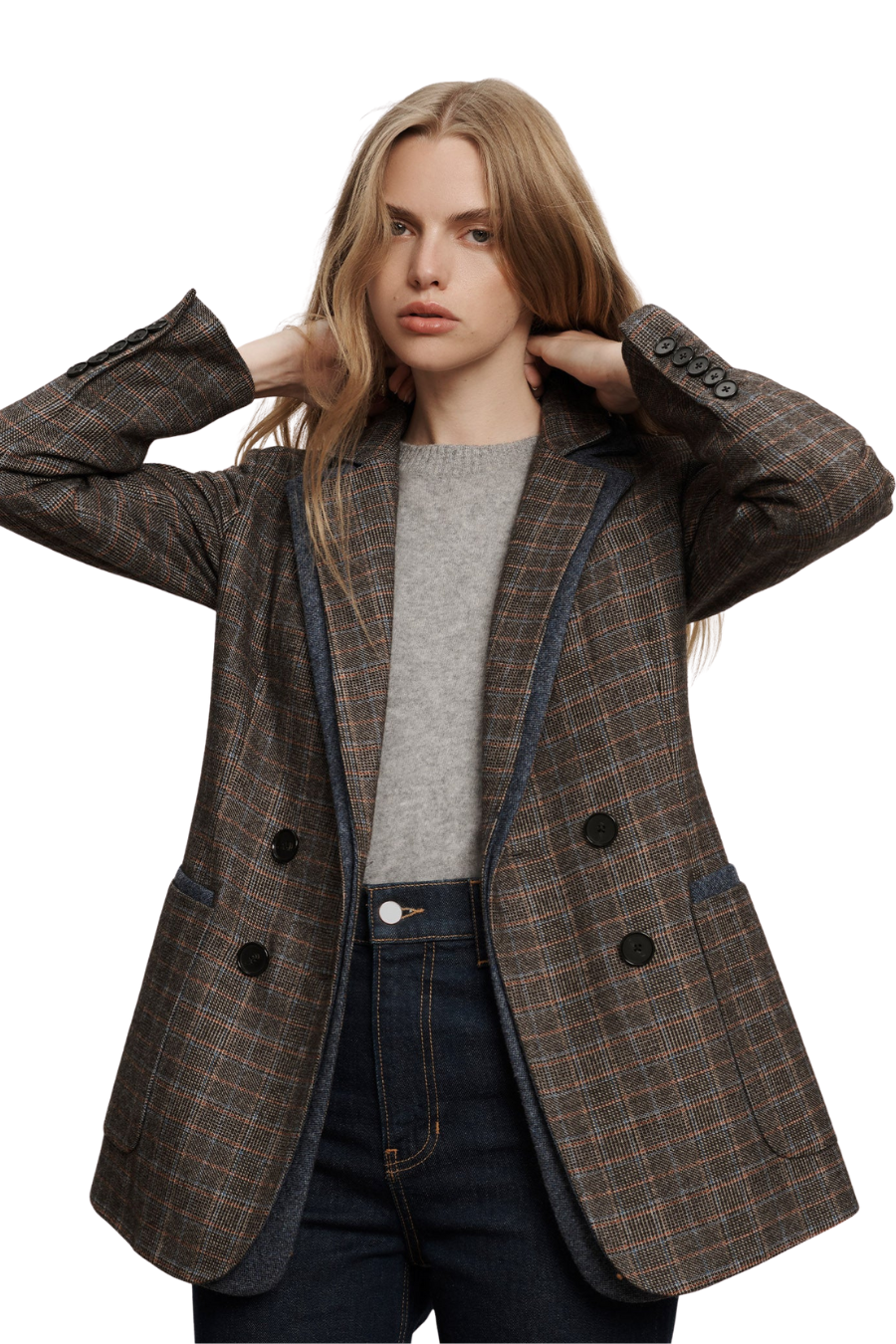 Hedi Plaid Dickey Jacket in Charcoal Multi