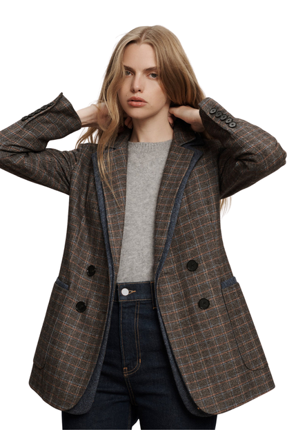 Hedi Plaid Dickey Jacket in Charcoal Multi