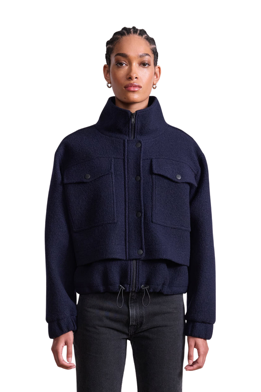 Selva Cropped Bomber in Midnight