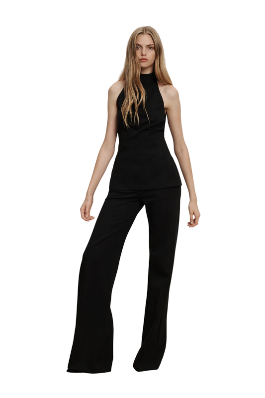 Kalinda Wide-Leg Ponte Pant in Black