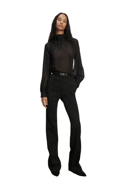 Alyssa Silk Turtleneck Blouse in Black