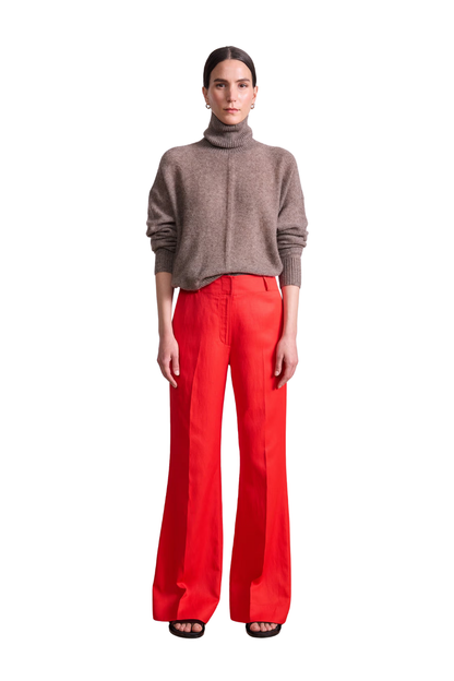 Basket Weave Adi Wide Leg Trouser in Tigerlily