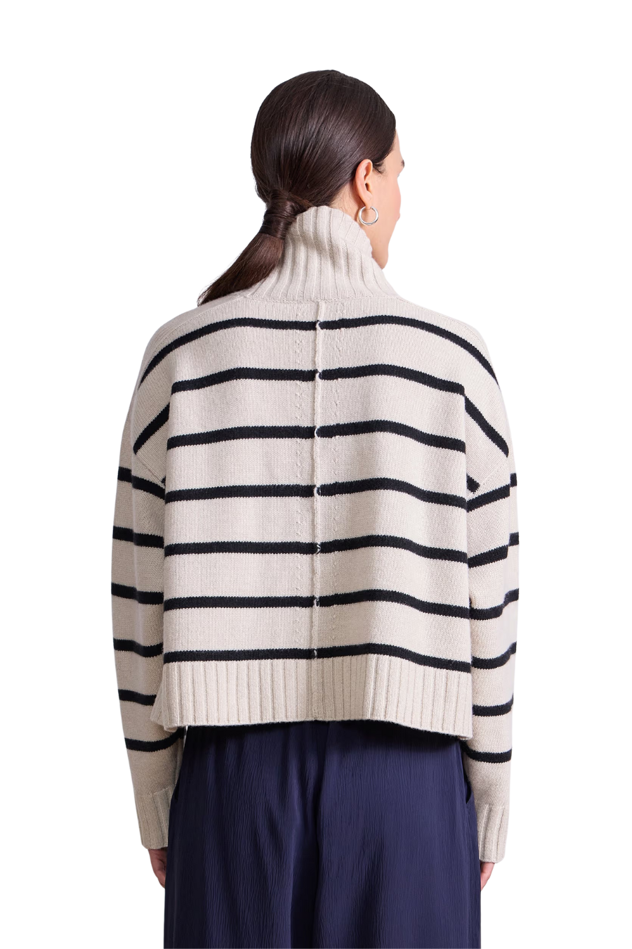 Ari Cropped Turtle in Cream & Black Stripe