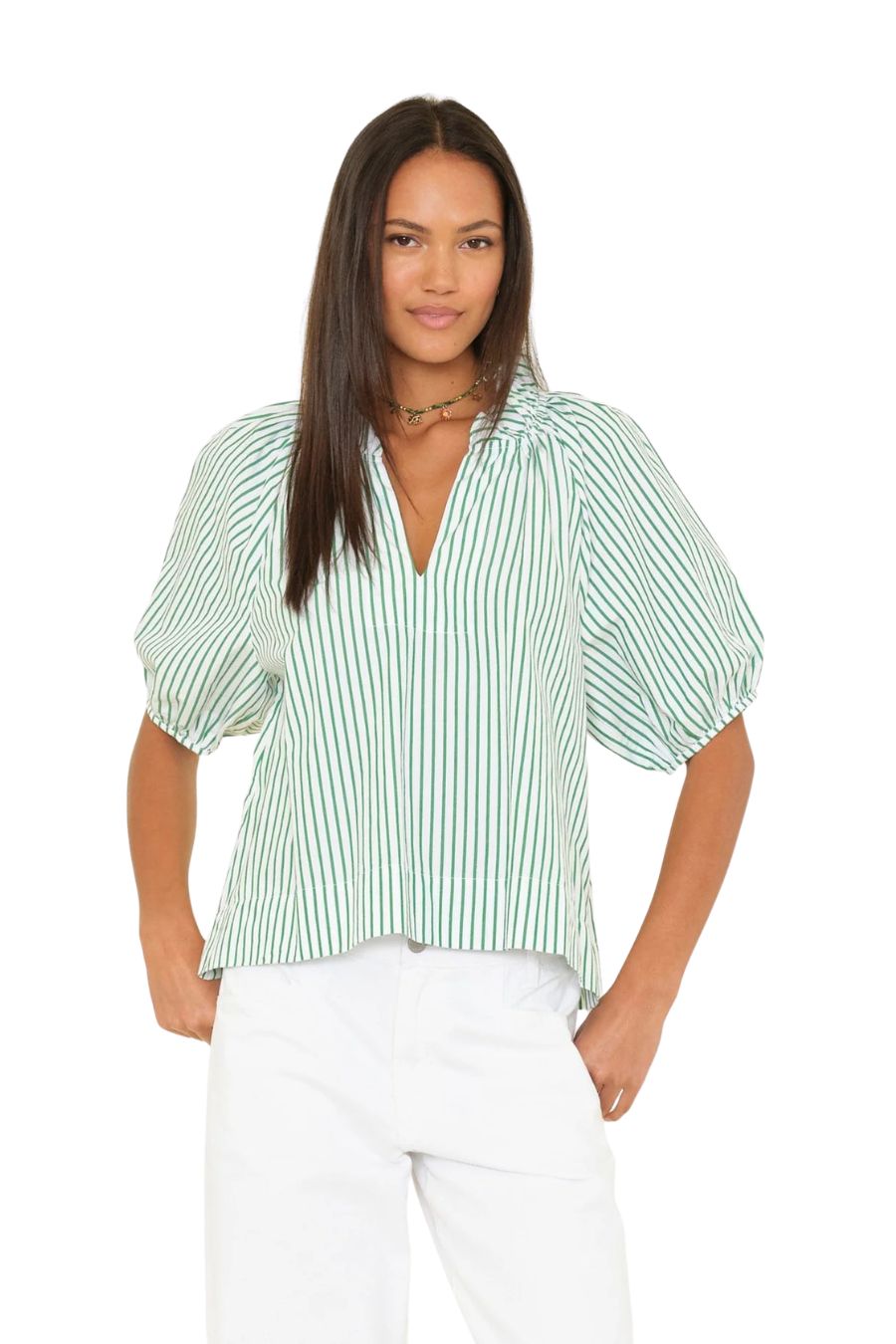 Clementine Top in Trellis Green