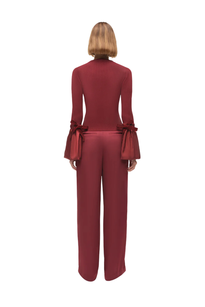Agata Taffeta Knit Top in Oxblood