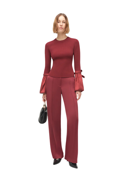 Agata Taffeta Knit Top in Oxblood