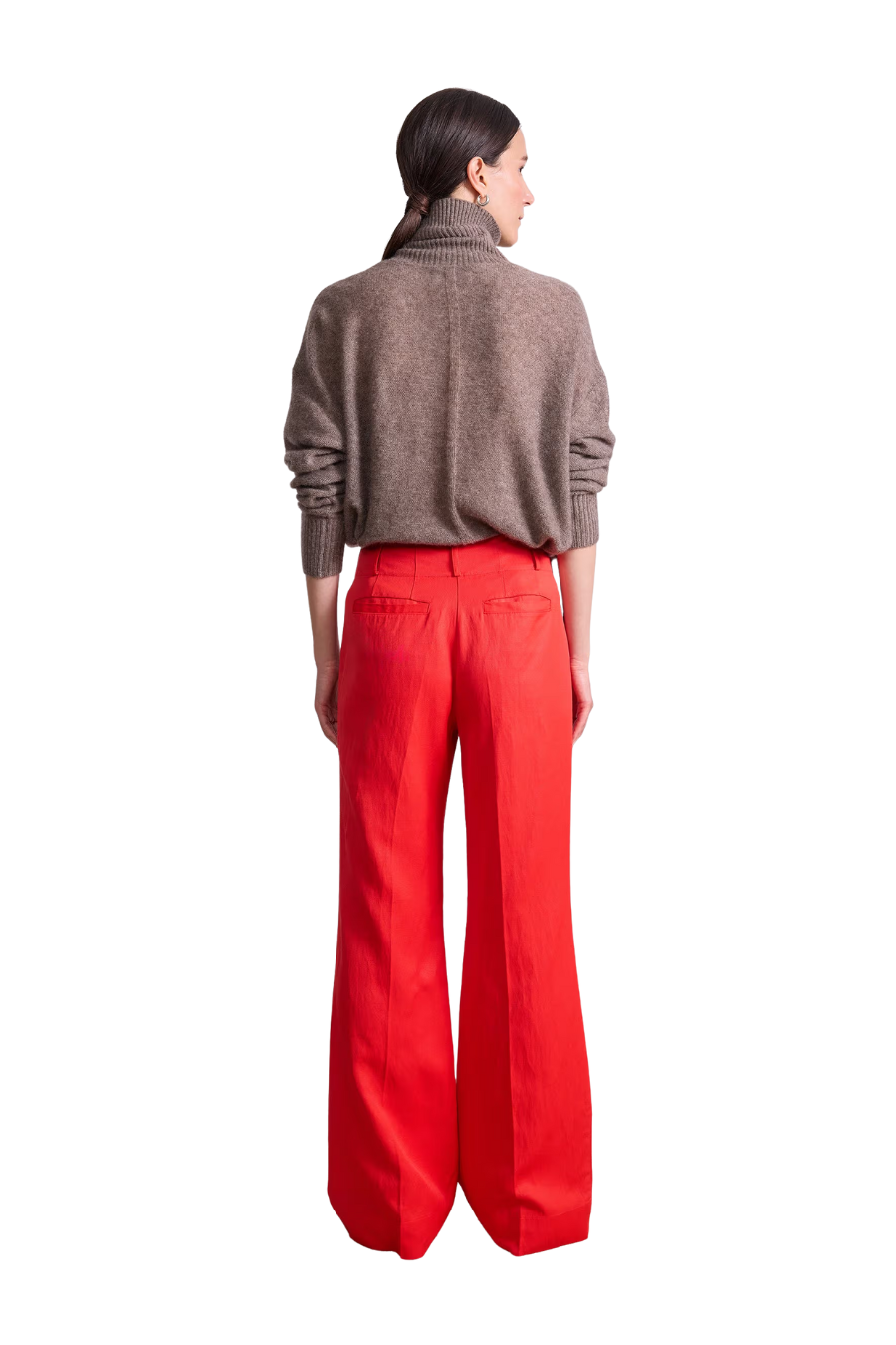 Basket Weave Adi Wide Leg Trouser in Tigerlily