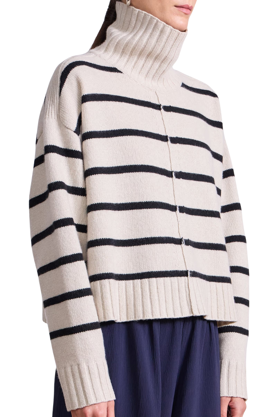 Ari Cropped Turtle in Cream & Black Stripe
