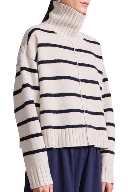 Ari Cropped Turtle in Cream & Black Stripe