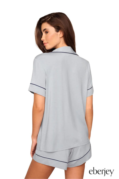 Gisele TENCEL™ Modal Relaxed Short PJ Set in Gray Dawn/Navy