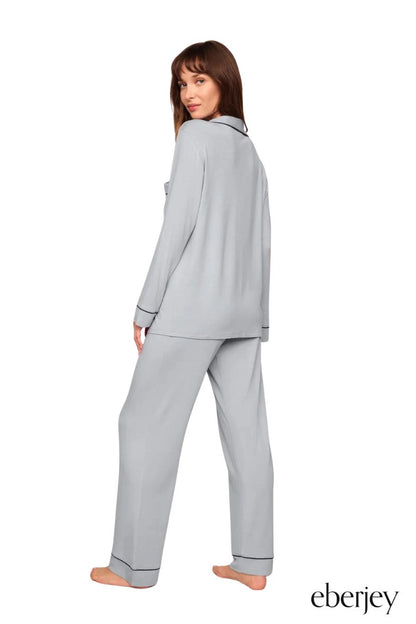 Gisele TENCEL™ Modal Long PJ Set in Gray Dawn/Navy