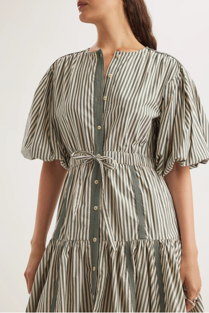 Eliane Dress in Cedar Stripe