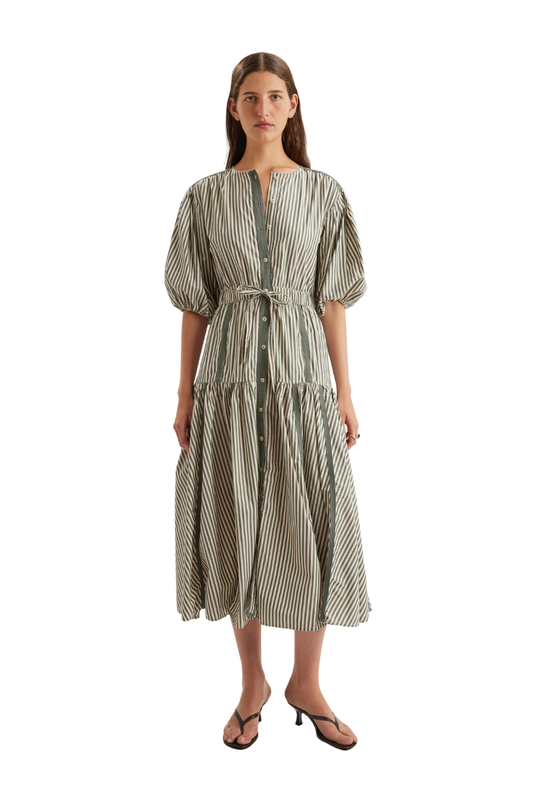 Eliane Dress in Cedar Stripe