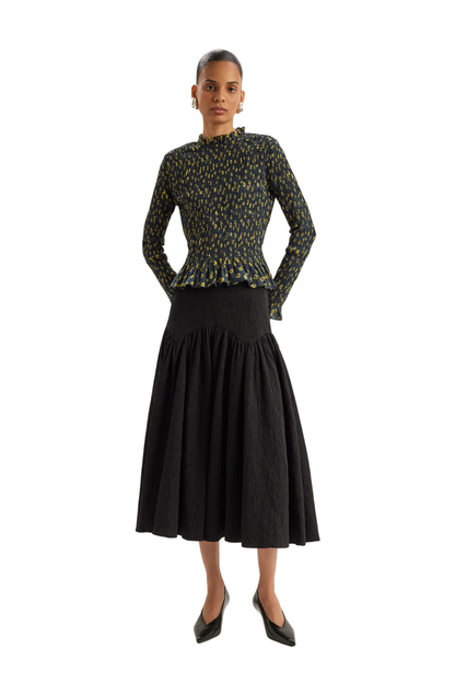 Norra Top in Lemon Navy Floral