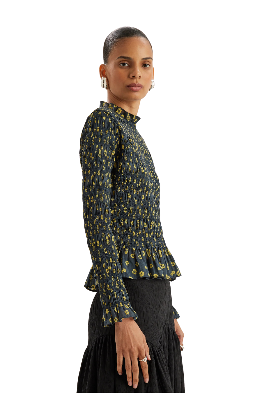 Norra Top in Lemon Navy Floral