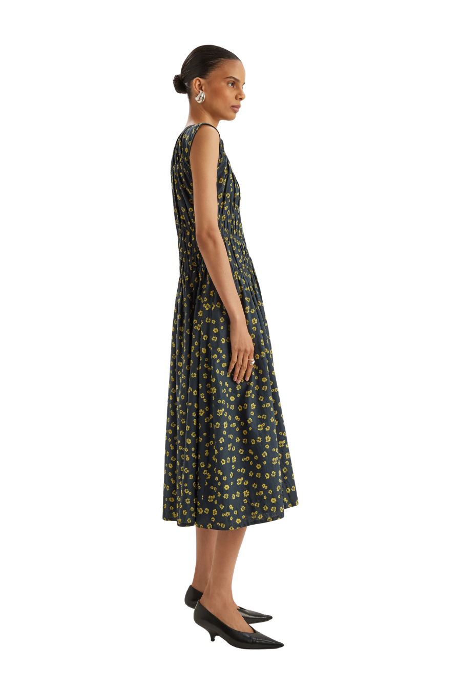 Villard Dress in Lemon Navy Floral
