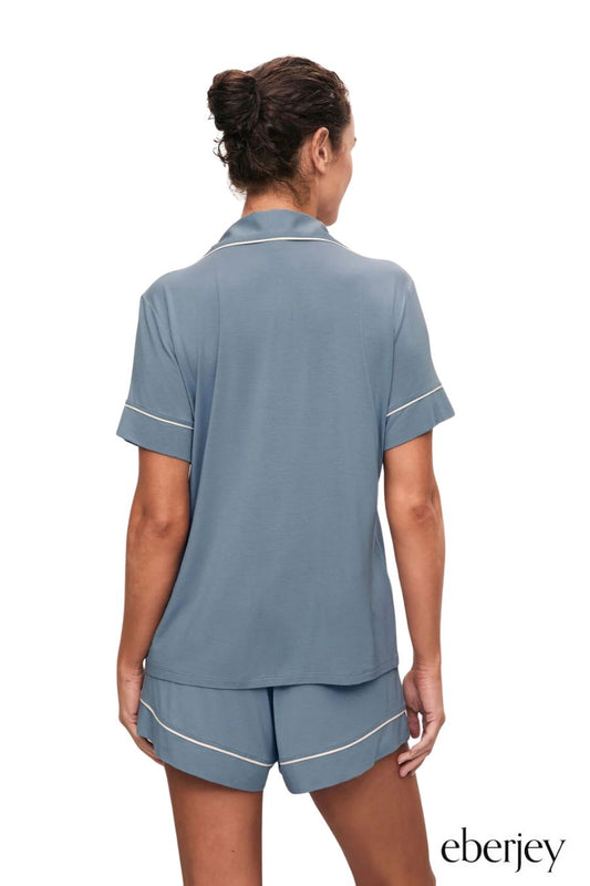Gisele TENCEL™ Modal Relaxed Short PJ Set in Faded Denim/Ivory