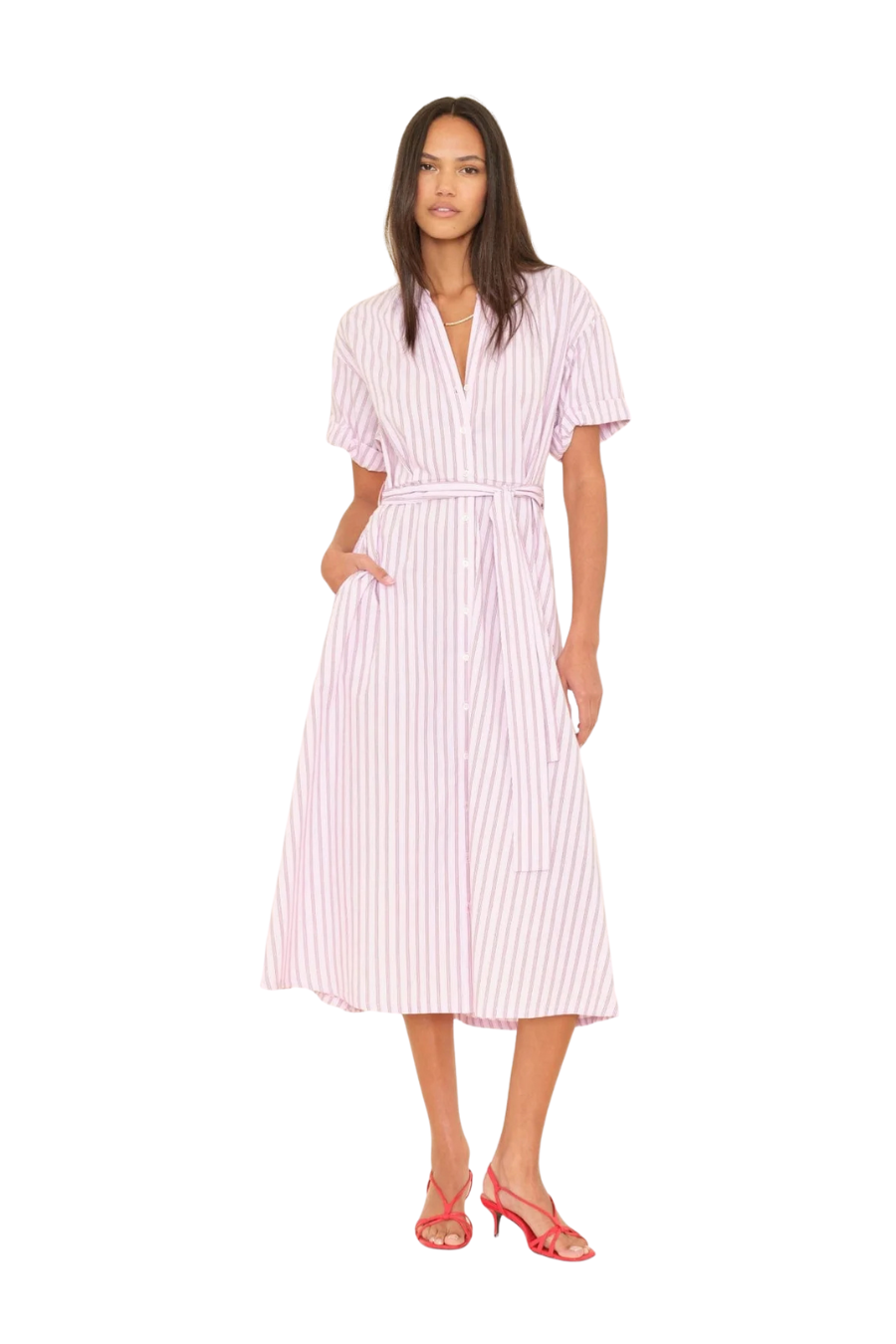 Liora Dress in Blush Cherry Stripe
