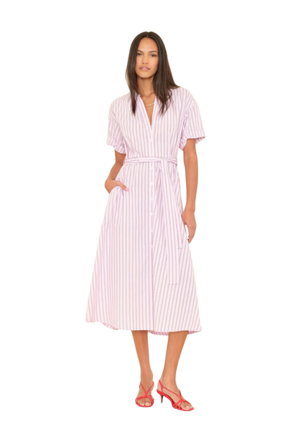 Liora Dress in Blush Cherry Stripe
