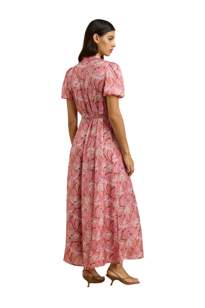 Oceanus Dress in Hibiscus Pink