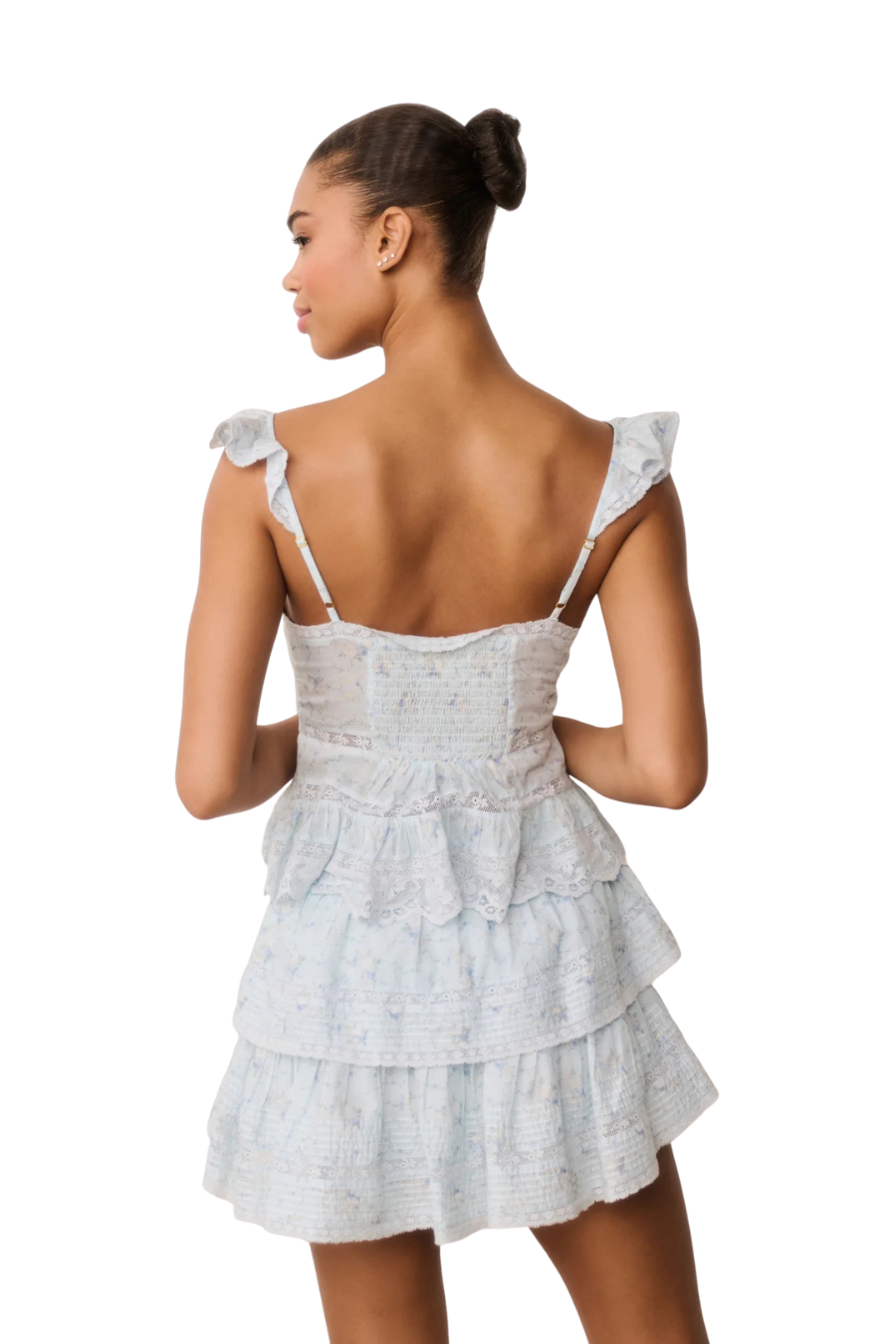 Ruffle Mini Skirt in Snowdrop Blue