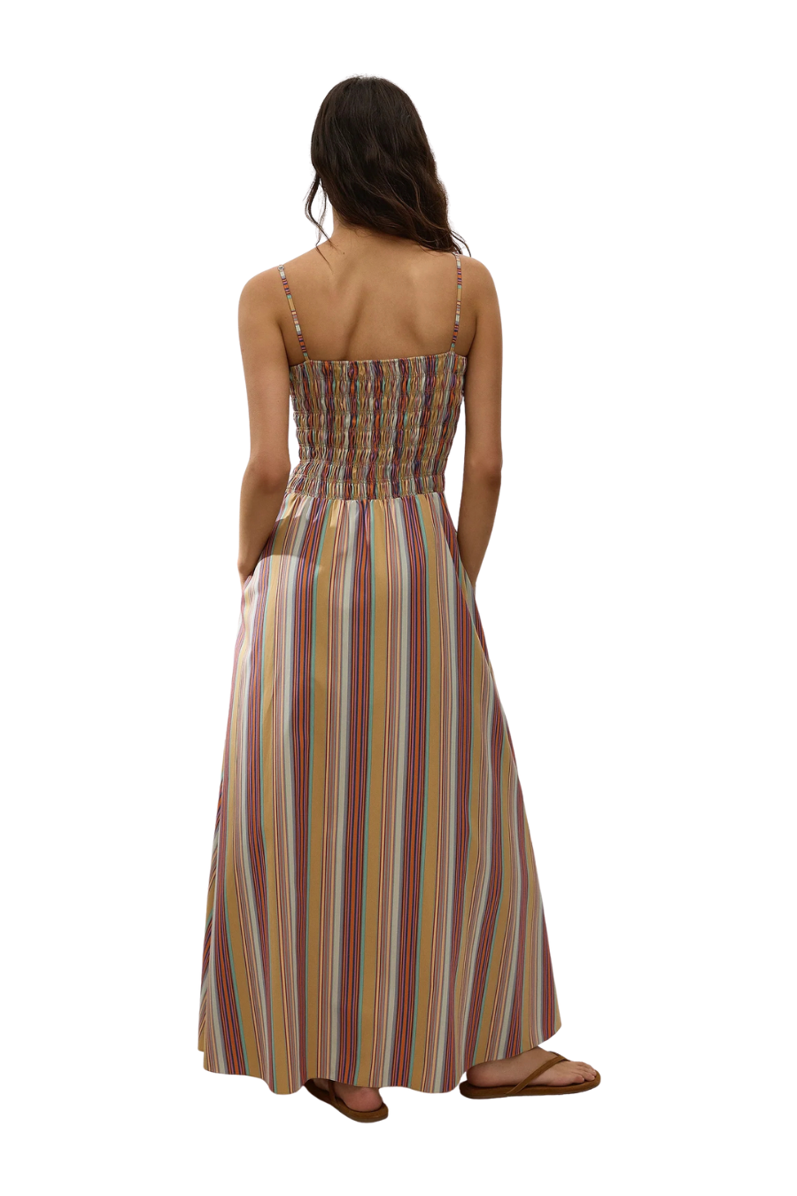 Anniken Maxi Dress in Agua Stripe Mustard