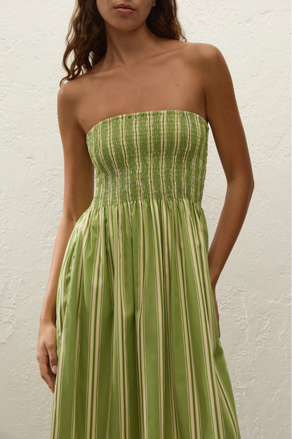 Jamie Midi Dress in Ombre Stripe Juniper