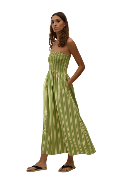 Jamie Midi Dress in Ombre Stripe Juniper