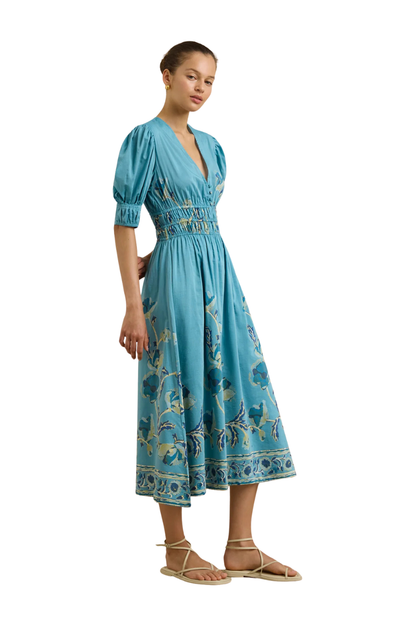Salena Dress in Hibiscus Bloom Blue