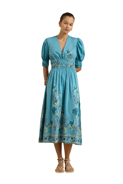 Salena Dress in Hibiscus Bloom Blue